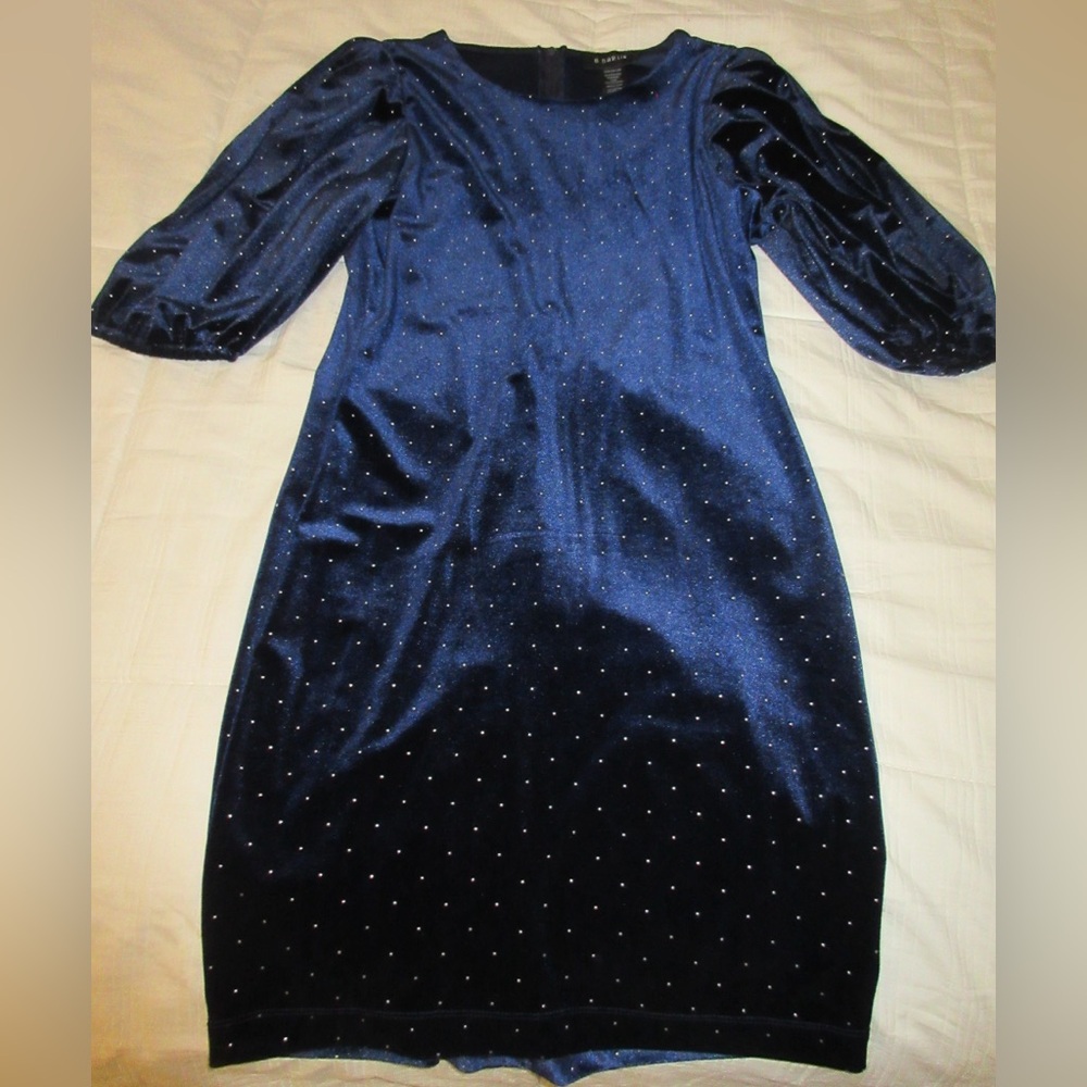B Darlin Navy Velvet Long Sleeve Dress
